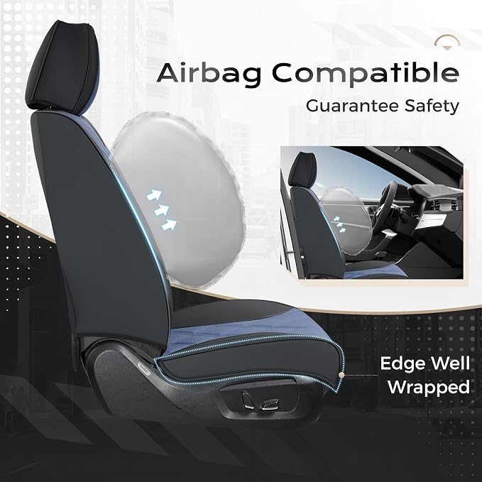Coverado Car Seat Covers, Front Covers for Cars, Car Seat Cover Front Seats, Automotive Seat Cover, Waterproof, Leather Car Seat Cushion, Universal Interior Covers Seat Protectors for Most Cars
