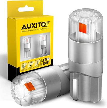 AUXITO Red 194 LED Light Bulbs, Super Bright 1:1 Size, License Plate Light 168 2825 W5W T10 Error Free Car Bulbs for Dome Map Door Courtesy Side Marker Cornering Trunk Light (Pack of 2)