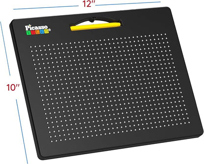 PicassoTiles 2PK 4-in-1 Magnetic Drawing Board 12x10 inch Large Magnet Tablet Pad with 4 Facings Lowercase & Uppercase Alphabets, Numbers, & Freestyle STEM Learning Writing Reading Playboard PTB06