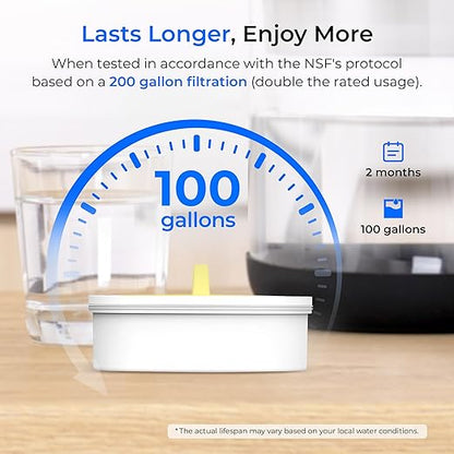 Waterdrop PT-09BL 10-Cup Large Glass Water Filter Pitcher, Eco-Friendly