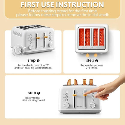 BUYDEEM DT640 4-Slice Toaster, Extra Wide Slots, Stainless Steel