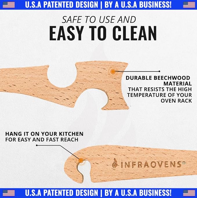 Wooden Oven Rack Puller Stick, Push Pull Tool