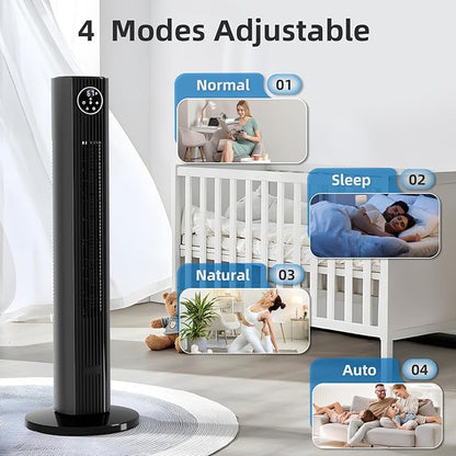 Antarctic Star Tower Fan Portable Floor Fans 85°Oscillating Fan Quiet Cooling