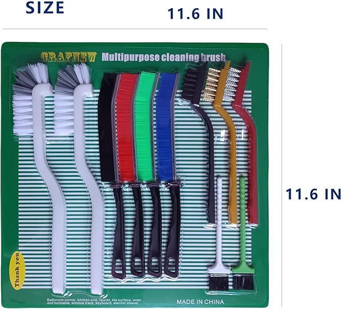 11Pcs Crevice Cleaning Brush Set, Hard Bristle Gap Cleaner Brushes, Tight Spaces