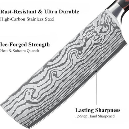 Sunnecko Japanese Nakiri Knife 7 Inch