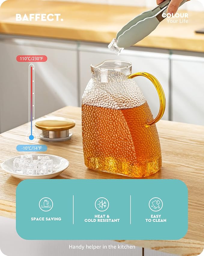 Baffect Water Pitcher, High Borosilicate Glass Jug