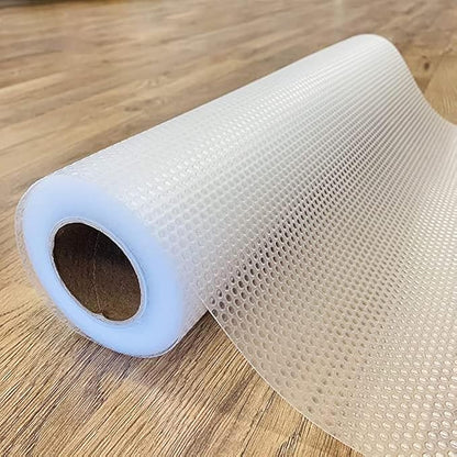 EVALAND 19.6" x 33 FT Non-Slip Shelf Liner, Non-Adhesive, BPA-Free, Waterproof Pantry Liner for Shelves, Easy to Cut, Oil-Proof Shelf Liners for Kitchen, Cabinets, Drawers, Refrigerator, Clear