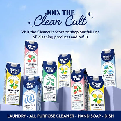 Cleancult Dish Soap Liquid Refill (32oz, 1 Pack) - Plant Based Cleaning Power - Dish Soap that Cuts Grease & Grime - Free of Harsh Chemicals - Uses 90% Less Plastic - Mountain Eucalyptus