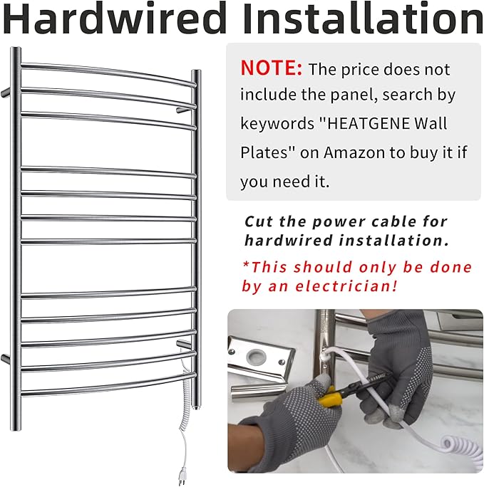 HEATGENE Towel Warmer Wall Mount Electric Plug-in/Hardwired Heated Towel Rack
