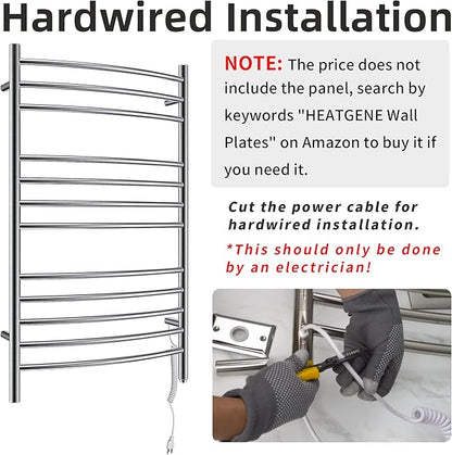HEATGENE Towel Warmer Wall Mount Electric Plug-in/Hardwired Heated Towel Rack