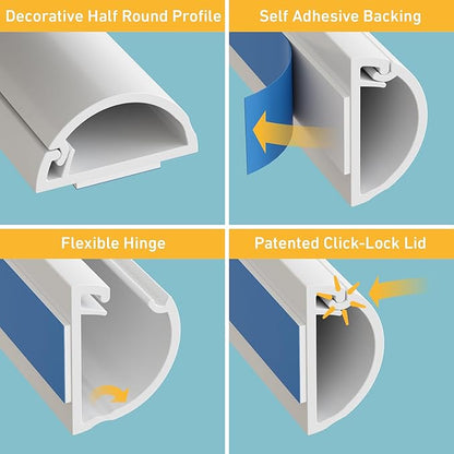 D-Line Half Round Cord Hider, Patented Cable Cover, Hide TV Wall Mount Wires