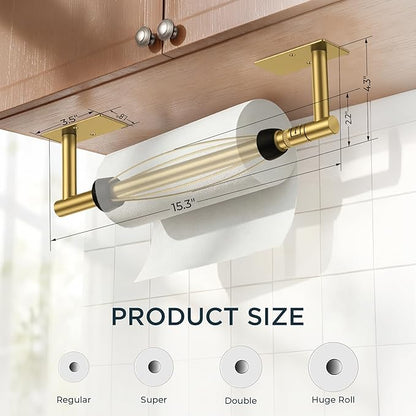 FORIOUS Paper Towel Holder Under Cabinet, Single Hand Operable