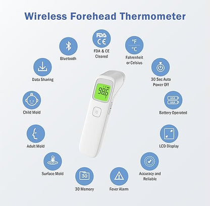 Uright Wireless Forehead Thermometer, Non-Contact Digital Thermometer
