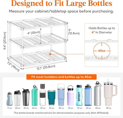 Lifewit Stackable Bottle Storage Organizer, Large Slot Water Bottle Tumbler Cup
