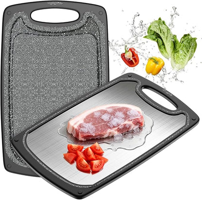 Viretang Metal Cutting Boards for Kitchen, Functional Large Black Plastic