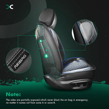 SCITOO Car Seat Covers,Universal Seat Covers Full Set Waterproof Automotive Seat Covers for Most Sedan, Truck and SUV for Elantra Sonata Sportage CRV Accord Chevy (Full Set, Black And Blue)