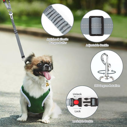 BWOGUE 2 Piece Dog Seat Belt for Car with Elastic Bungee Buffer Safety Seatbelt Car Headrest Restraint Wear Adjustable Metal Buckle Harness in Vehicle Travel for Pet