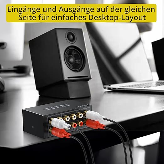 PROZOR 4-Way Stereo L/R Sound Channel Bi-Directional Audio Switcher, 2 in 4 Out