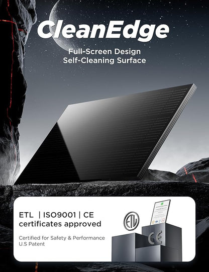 STAR 100W Solar Panels, 12/24V Monocrystalline Solar Panel, High-Efficiency Full-Screen Design, Maintenance-Free, for RV, Marine, Roof, Home, Off-Grid Applications (100W 1PCS)