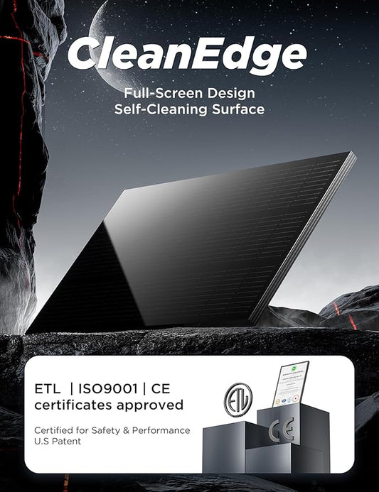 STAR 100W Solar Panels, 12/24V Monocrystalline Solar Panel, High-Efficiency Full-Screen Design, Maintenance-Free, for RV, Marine, Roof, Home, Off-Grid Applications (100W 1PCS)