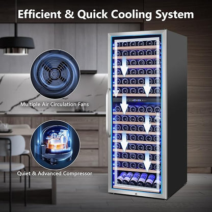 Wine Fridge Freestanding Dual Temperature Zone, Wine Cooler Refrigerator