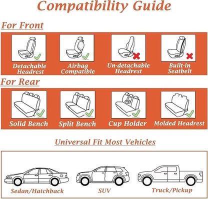 Coverado Car Seat Covers Full Set, Seat Covers for Cars, Beige Car Seat Covers Front Seats and Back Car Seat Protector Waterproof, Leather Car Seat Cushion Universal Fit for Most Cars