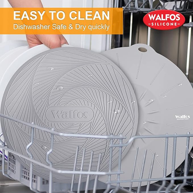 Walfos Silicone Microwave Mat & Lid Set, Heat Resistant Multi-Purpose Trivet