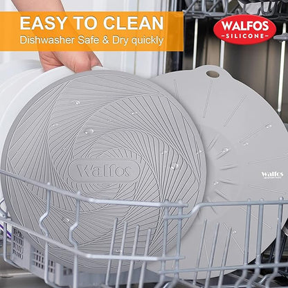 Walfos Silicone Microwave Mat & Lid Set, Heat Resistant Multi-Purpose Trivet