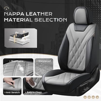Coverado Car Seat Covers Full Set, Seat Covers for Cars, Front Seat Covers and Back Seat Cover Waterproof Leather Automotive Seat Cover, Universal Car Interior Protectors Cushion for Most Cars