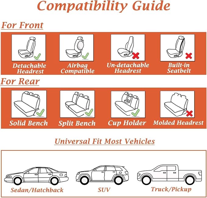 Coverado Seat Covers Front Seats, Purple Car Seat Cover with Lumbar Support, Waterproof Car Seat Cushion, Front Car Seat Covers Leatherette Car Seat Protector Universal Fit Most Cars