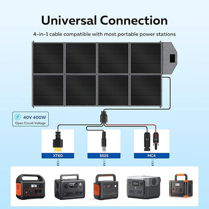 400w Portable Solar Panel - Foldable Solar Panel Charger for Power Station Camping RVs Off Grid