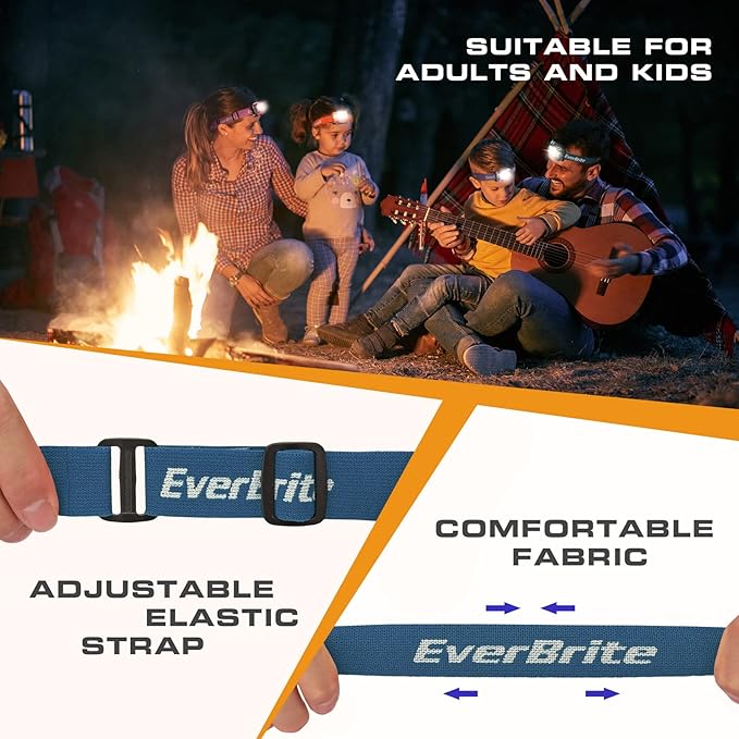 EverBrite Headlamp, 2 Pack Kids Headlamp with Red Light and Memory Function, Head Lamp for Adults and Kids with 5 Modes, Bright Headlamps for Camping, Running, Batteries Included