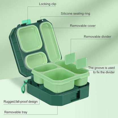 Bento Lunch Box for Kids with 12oz Soup Thermo Leak-Proof Lunch Food Container with 5 Compartment Thermo Hot Food Jar and Insulated Lunch Bag for Kid Toddler Girls Boys to School