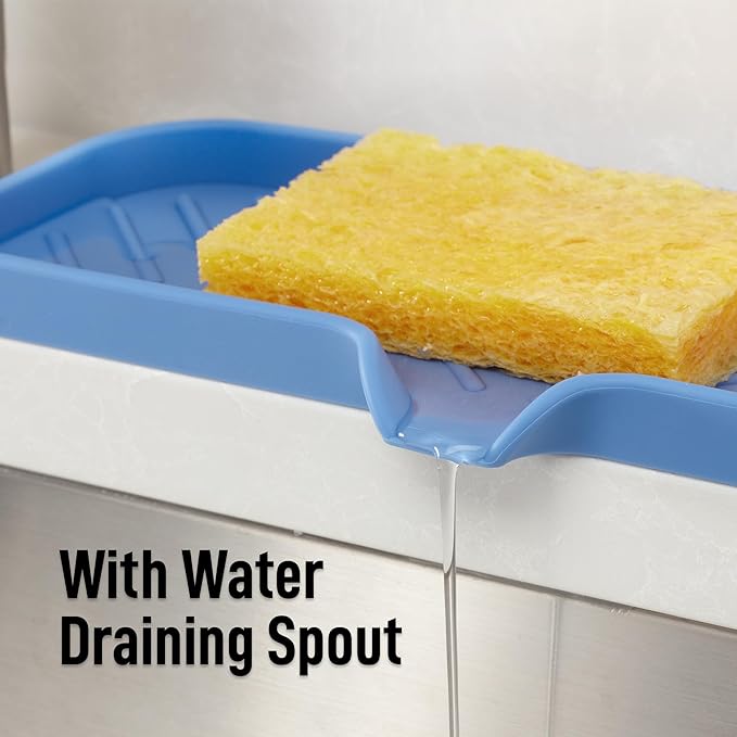 Zulay Kitchen Large Silicone Sponge Holder – Flexible Sink Organizer Tray