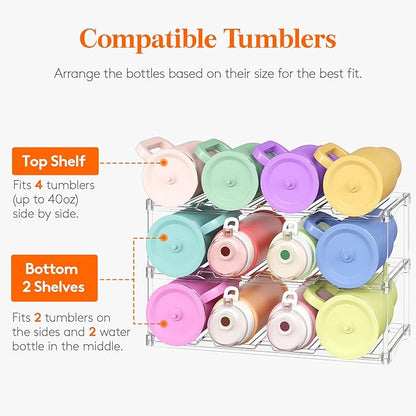 Lifewit Stackable Bottle Storage Organizer, Large Slot Water Bottle Tumbler Cup