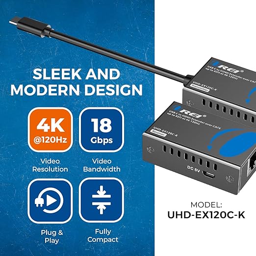 OREI 4K 120Hz USB-C to HDMI Over Cat6/7 Ethernet Extender, Presentation
