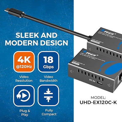 OREI 4K 120Hz USB-C to HDMI Over Cat6/7 Ethernet Extender, Presentation