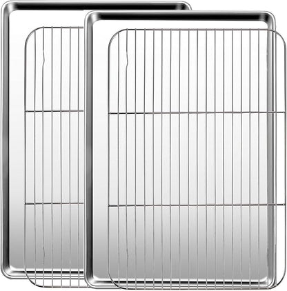 Baking Sheet with Racks Set, Stainless Steel Baking Sheets with Cooling Racks