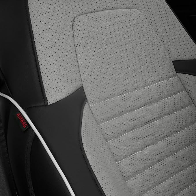 EKR CRV Seat Covers Custom Fit for Honda CRV 2015 2016 Full Set Car Seat Cover for SUV, Leather Truck Seat Protectors,Faux Leather(Black/Gray)