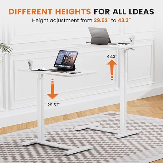 Mobile Bed Laptop Desk with Lockable Wheels and Height Adjustment Function
