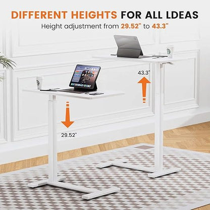 Mobile Bed Laptop Desk with Lockable Wheels and Height Adjustment Function