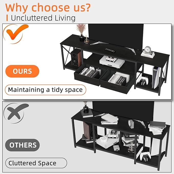 GYIIYUO TV Stand with Fabric Drawers