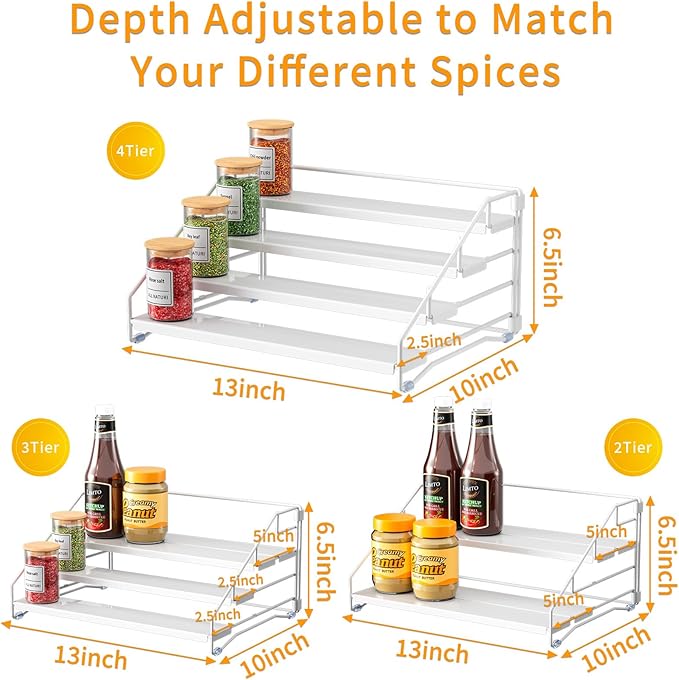 RCHYFEED Spice Rack Organizer for Cabinet, 4 Tier Spice Organization for