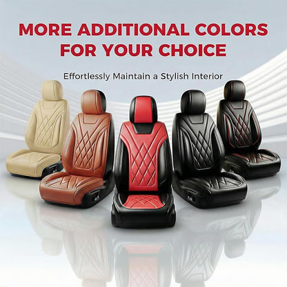 Car Seat Covers Compatible with Hyundai Santa Cruz 2022-2026 - Full Set 5 Seats Luxury Leather All-Weather Seat Cushions & Protectors, Waterproof & Breathable, Airbag Compatible (Red)