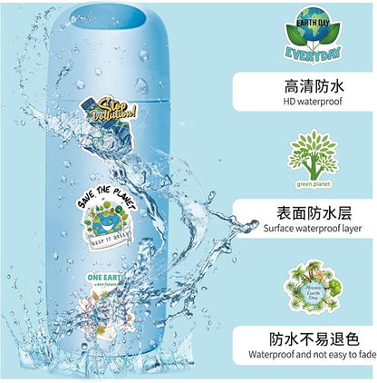 100PCS Environmental Protection Stickers, Save Planet Earth Stickers for Student Vinyl Waterproof for Water Bottle Laptop Luggage Guitar Gifts for Teens Girls Kids Adult Students