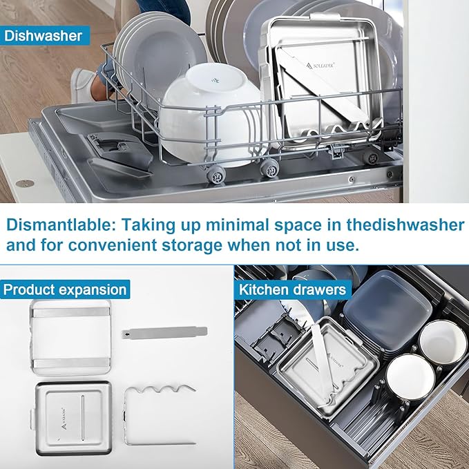 SOLEADER Pot Lid Holder While Cooking, 2 in 1 Stainless Steel Upright Spoon Rest