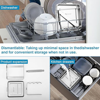 SOLEADER Pot Lid Holder While Cooking, 2 in 1 Stainless Steel Upright Spoon Rest