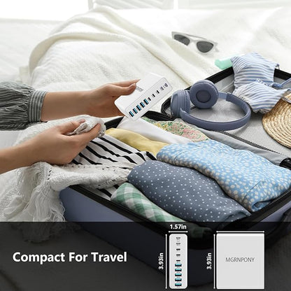 320W USB C Charger Block, 10-Port USB C Charging Station GaN III PD 65W Laptop