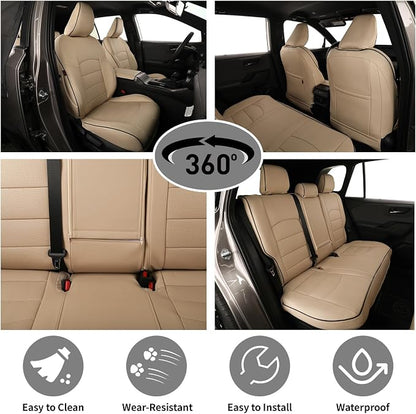EKR Rav4 Seat Covers Custom Fit for Toyota Rav4 (Hybrid) LE/XLE Premium 2026, Leather Car Seat Cover Full Set for SUV,Faux Leather(Beige)