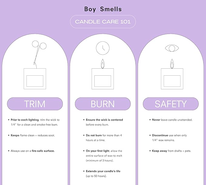 Boy Smells Violet Ends Candle - 8.5 oz - Aromatic Candle for Home with Rhubarb, Violet and Smoked Papyrus - Up to 50-Hour Burn - Cotton Wick